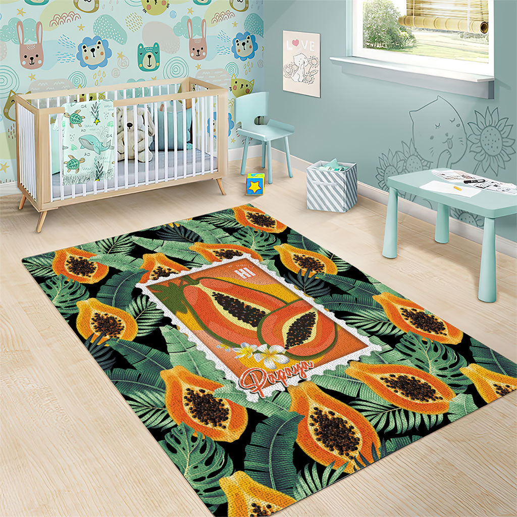 Aloha Hawaii Mikana Area Rug Hawaiian Papaya Stylized Stamp LT14 - Polynesian Pride