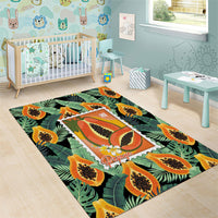 Aloha Hawaii Mikana Area Rug Hawaiian Papaya Stylized Stamp LT14 - Polynesian Pride