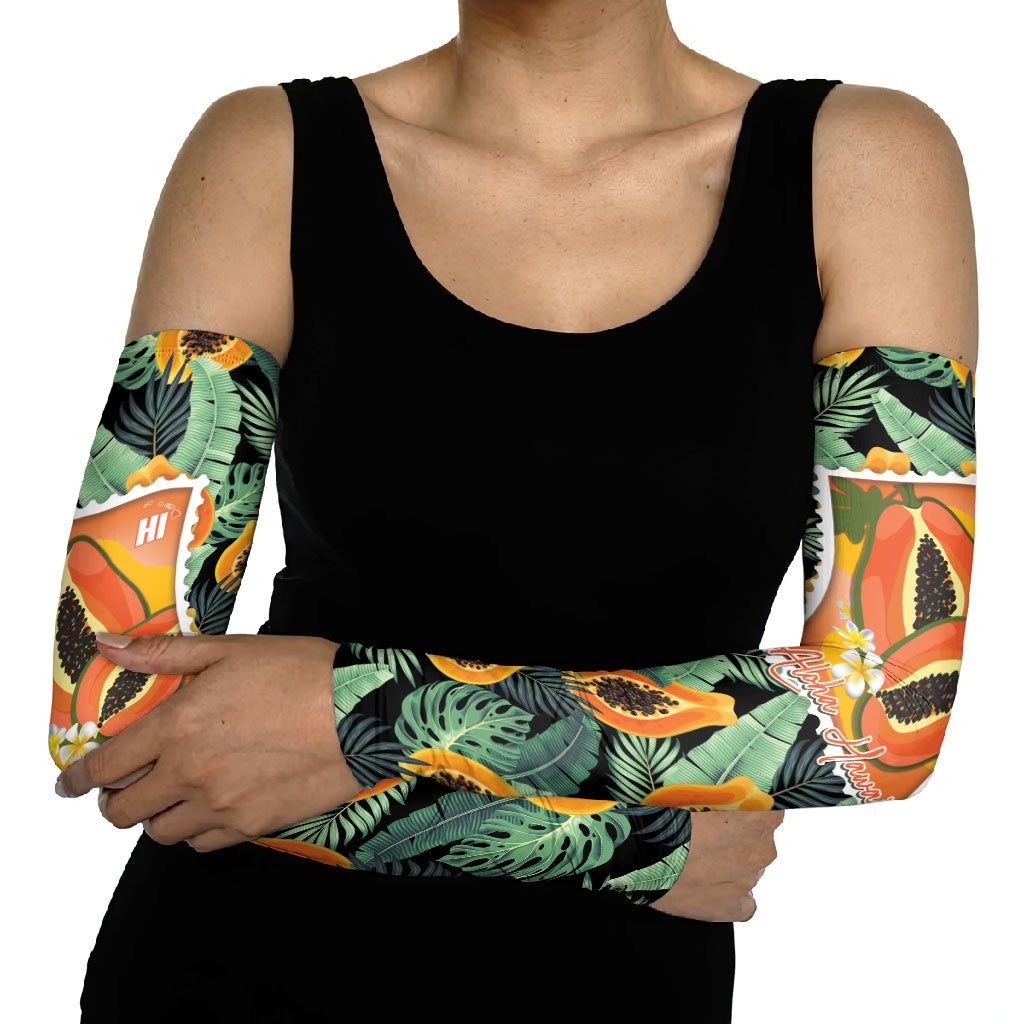 Aloha Hawaii Mikana Arm Sleeves Hawaiian Papaya Stylized Stamp LT14 - Polynesian Pride