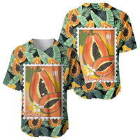 Aloha Hawaii Mikana Baseball Jersey Hawaiian Papaya Stylized Stamp LT14 - Polynesian Pride