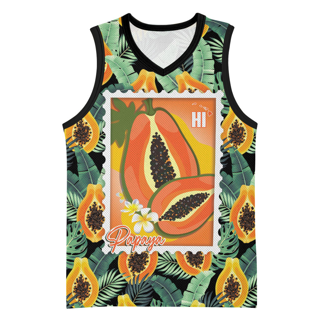 Aloha Hawaii Mikana Basketball Jersey Hawaiian Papaya Stylized Stamp LT14 Unisex Green - Polynesian Pride