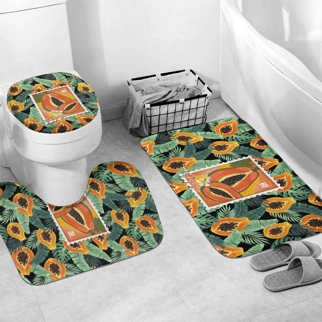 Aloha Hawaii Mikana Bathroom Set Hawaiian Papaya Stylized Stamp LT14 Mat Set Only (3 pcs) One Size Green - Polynesian Pride
