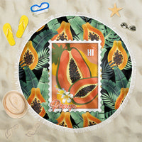 Aloha Hawaii Mikana Beach Blanket Hawaiian Papaya Stylized Stamp LT14 One Size 150cm Green - Polynesian Pride