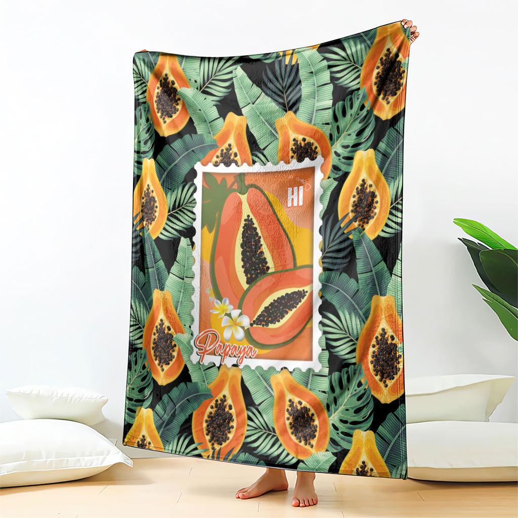 Aloha Hawaii Mikana Blanket Hawaiian Papaya Stylized Stamp LT14 - Polynesian Pride