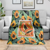 Aloha Hawaii Mikana Blanket Hawaiian Papaya Stylized Stamp LT14 - Polynesian Pride