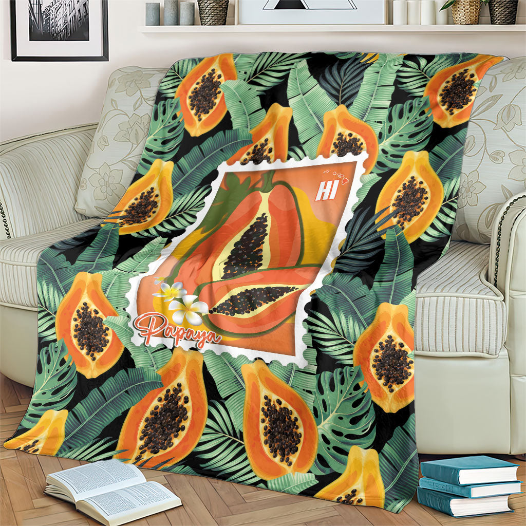 Aloha Hawaii Mikana Blanket Hawaiian Papaya Stylized Stamp LT14 - Polynesian Pride