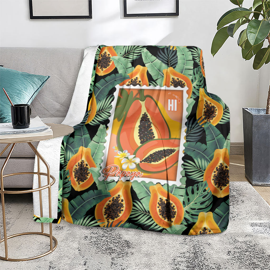 Aloha Hawaii Mikana Blanket Hawaiian Papaya Stylized Stamp LT14 - Polynesian Pride
