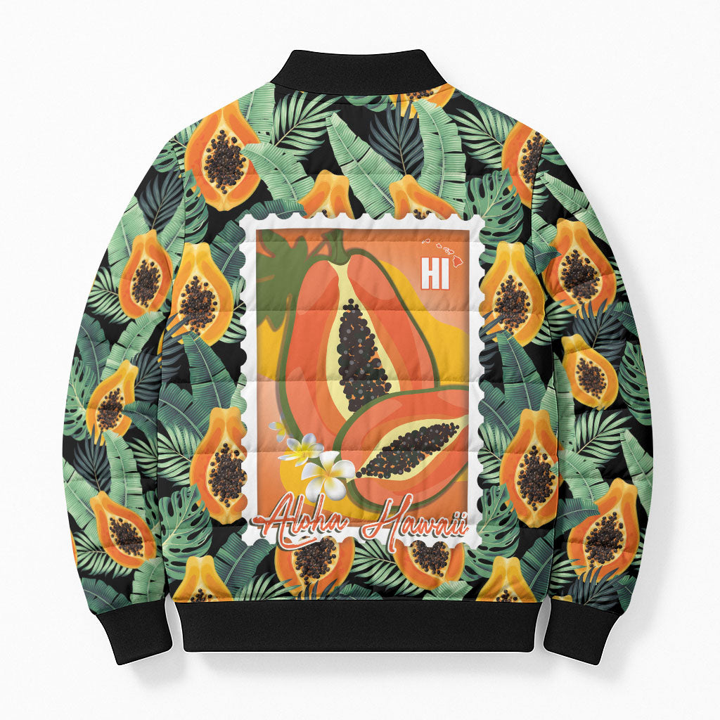 Aloha Hawaii Mikana Bomber Puffer Jacket Hawaiian Papaya Stylized Stamp LT14 - Polynesian Pride