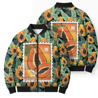 Aloha Hawaii Mikana Bomber Puffer Jacket Hawaiian Papaya Stylized Stamp LT14 - Polynesian Pride
