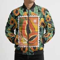 Aloha Hawaii Mikana Bomber Puffer Jacket Hawaiian Papaya Stylized Stamp LT14 - Polynesian Pride