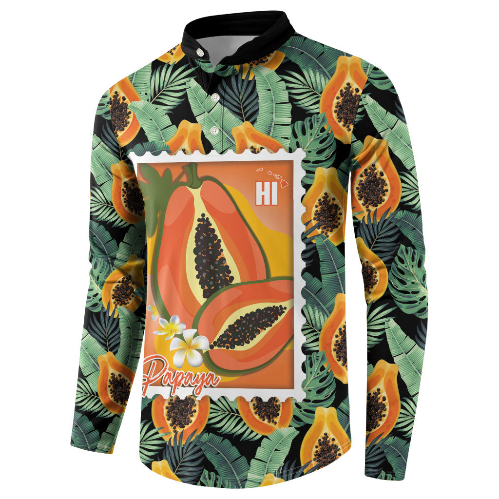 Aloha Hawaii Mikana Button Sweatshirt Hawaiian Papaya Stylized Stamp LT14 - Polynesian Pride