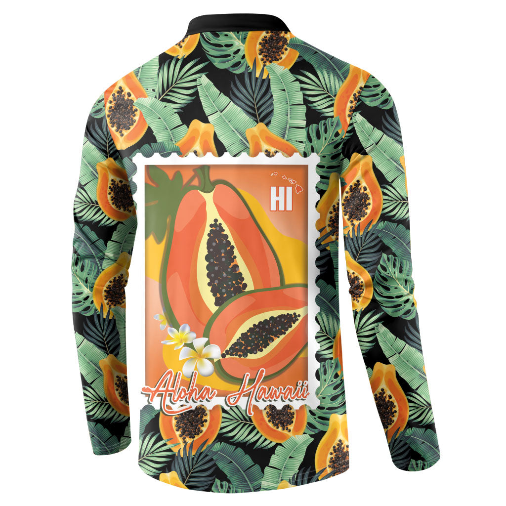 Aloha Hawaii Mikana Button Sweatshirt Hawaiian Papaya Stylized Stamp LT14 - Polynesian Pride