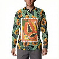 Aloha Hawaii Mikana Button Sweatshirt Hawaiian Papaya Stylized Stamp LT14 - Polynesian Pride