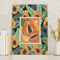 Aloha Hawaii Mikana Canvas Wall Art Hawaiian Papaya Stylized Stamp LT14 Without Frame Green - Polynesian Pride