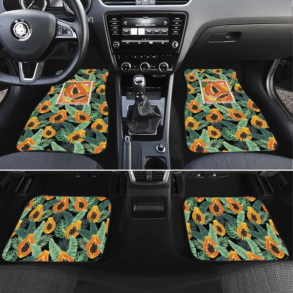 Aloha Hawaii Mikana Car Mats Hawaiian Papaya Stylized Stamp LT14 Set 4pcs Green - Polynesian Pride
