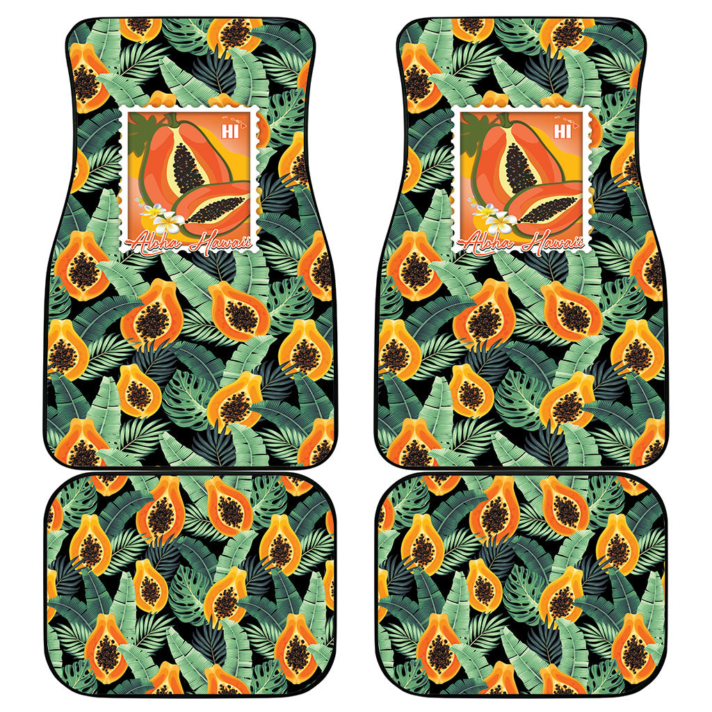 Aloha Hawaii Mikana Car Mats Hawaiian Papaya Stylized Stamp LT14 - Polynesian Pride
