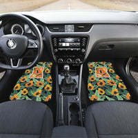 Aloha Hawaii Mikana Car Mats Hawaiian Papaya Stylized Stamp LT14 Set 2pcs - Front Green - Polynesian Pride