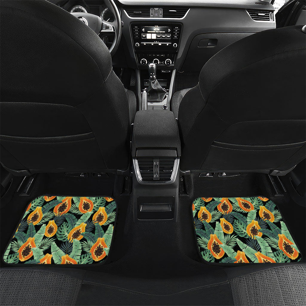 Aloha Hawaii Mikana Car Mats Hawaiian Papaya Stylized Stamp LT14 Set 2pcs - Back Green - Polynesian Pride