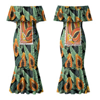 Aloha Hawaii Mikana Couples Matching Mermaid Dress and Hawaiian Shirt Hawaiian Papaya Stylized Stamp LT14 - Polynesian Pride