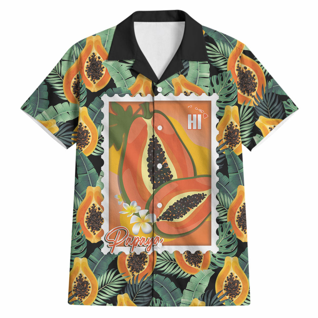 Aloha Hawaii Mikana Hawaiian Shirt Hawaiian Papaya Stylized Stamp LT14 Green - Polynesian Pride