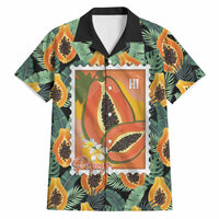 Aloha Hawaii Mikana Hawaiian Shirt Hawaiian Papaya Stylized Stamp LT14 Green - Polynesian Pride