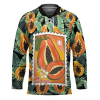 Aloha Hawaii Mikana Hockey Jersey Hawaiian Papaya Stylized Stamp LT14 Unisex Green - Polynesian Pride