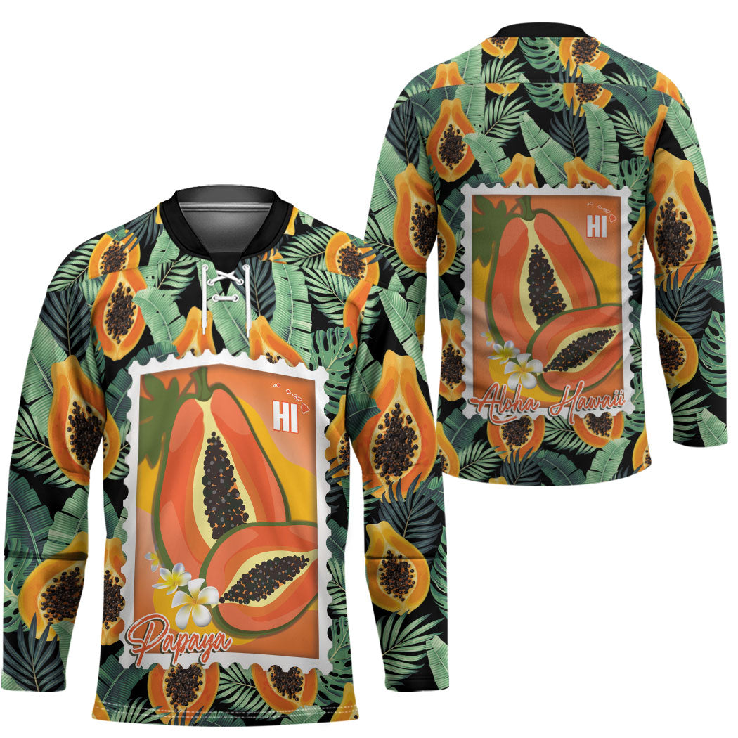 Aloha Hawaii Mikana Hockey Jersey Hawaiian Papaya Stylized Stamp LT14 - Polynesian Pride