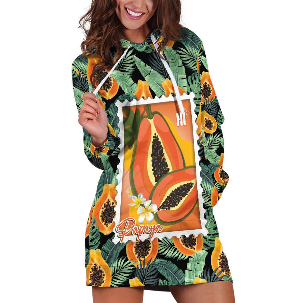 Aloha Hawaii Mikana Hoodie Dress Hawaiian Papaya Stylized Stamp