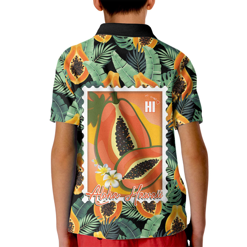 Aloha Hawaii Mikana Kid Polo Shirt Hawaiian Papaya Stylized Stamp LT14 - Polynesian Pride