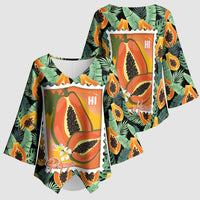 Aloha Hawaii Mikana Kimono Sleeve Blouse Hawaiian Papaya Stylized Stamp LT14 - Polynesian Pride