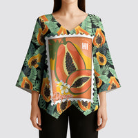 Aloha Hawaii Mikana Kimono Sleeve Blouse Hawaiian Papaya Stylized Stamp LT14 - Polynesian Pride