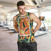 Aloha Hawaii Mikana Men Tank Top Hawaiian Papaya Stylized Stamp LT14 Green - Polynesian Pride