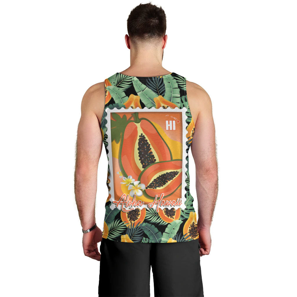 Aloha Hawaii Mikana Men Tank Top Hawaiian Papaya Stylized Stamp LT14 - Polynesian Pride