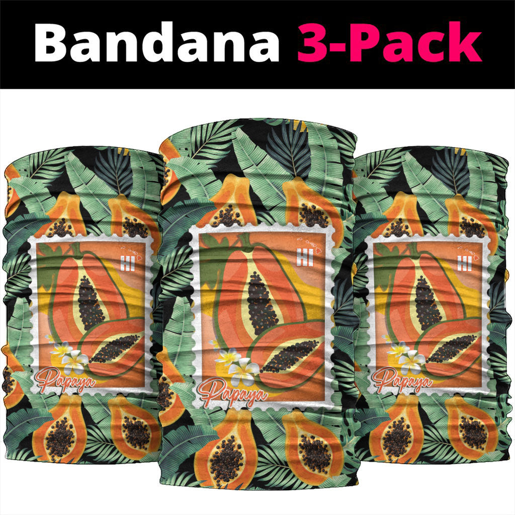 Aloha Hawaii Mikana Neck Gaiter Hawaiian Papaya Stylized Stamp LT14 package One Size: 25*50cm Green - Polynesian Pride