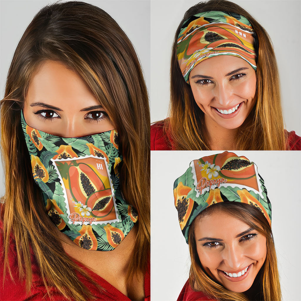 Aloha Hawaii Mikana Neck Gaiter Hawaiian Papaya Stylized Stamp LT14 - Polynesian Pride