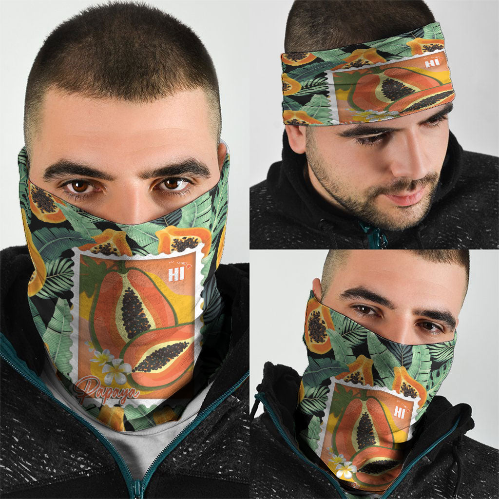 Aloha Hawaii Mikana Neck Gaiter Hawaiian Papaya Stylized Stamp LT14 - Polynesian Pride