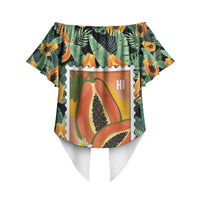 Aloha Hawaii Mikana Off Shoulder Wrap Waist Top Hawaiian Papaya Stylized Stamp LT14 - Polynesian Pride