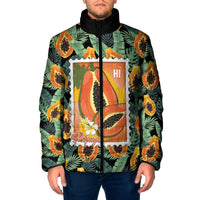 Aloha Hawaii Mikana Padded Jacket Hawaiian Papaya Stylized Stamp LT14 Men Green - Polynesian Pride