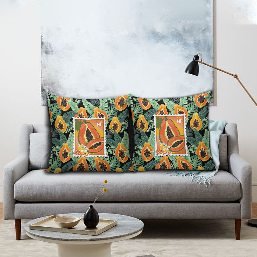 Aloha Hawaii Mikana Pillow Cover Hawaiian Papaya Stylized Stamp LT14 - Polynesian Pride