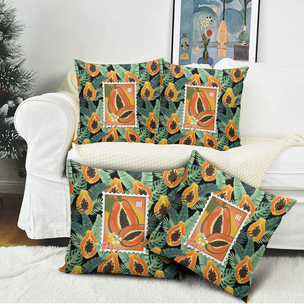 Aloha Hawaii Mikana Pillow Cover Hawaiian Papaya Stylized Stamp LT14 - Polynesian Pride