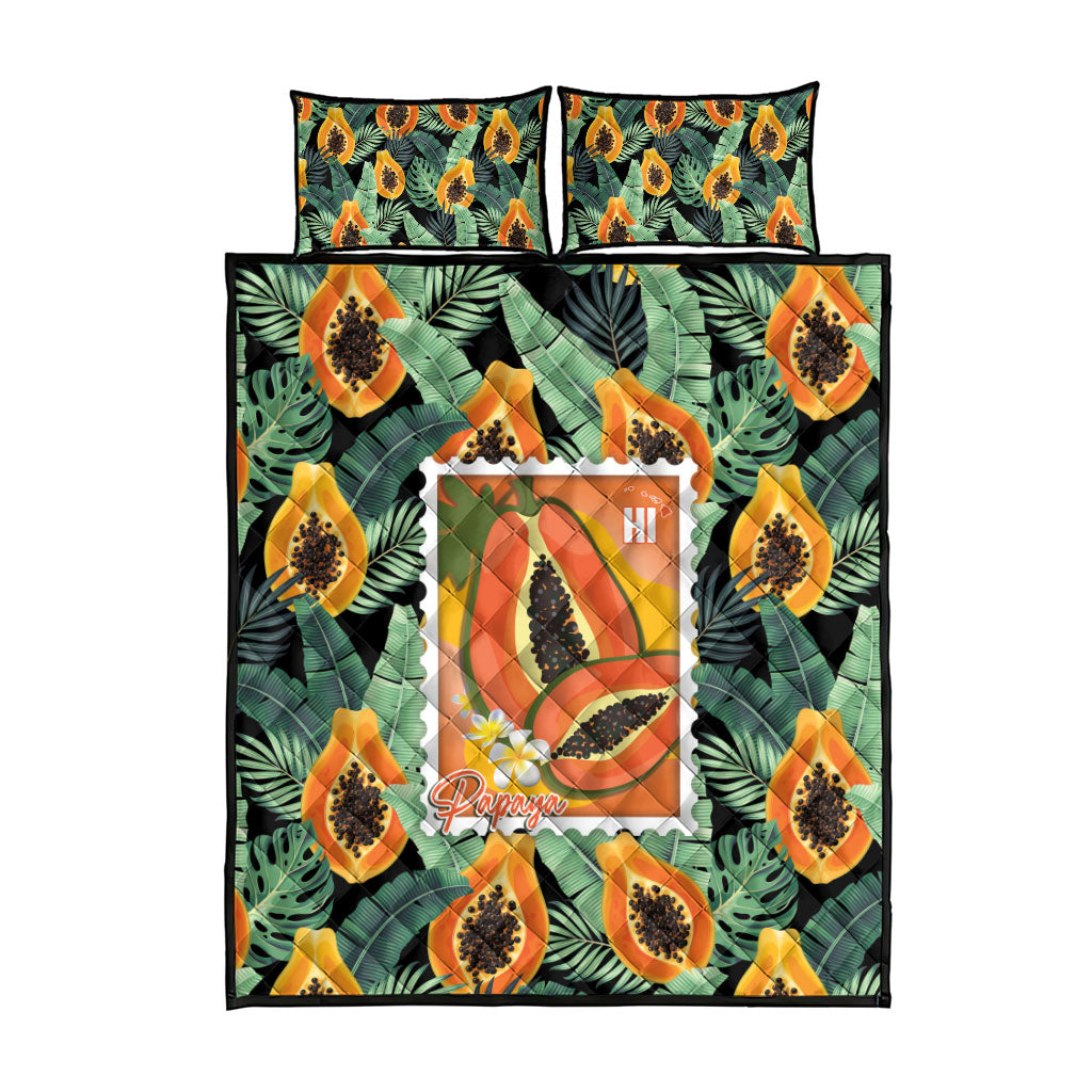 Aloha Hawaii Mikana Quilt Bed Set Hawaiian Papaya Stylized Stamp LT14 - Polynesian Pride