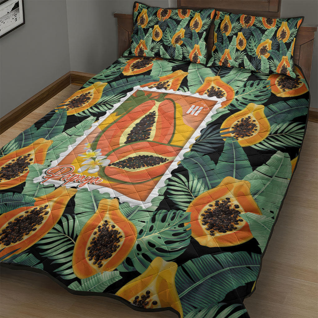 Aloha Hawaii Mikana Quilt Bed Set Hawaiian Papaya Stylized Stamp LT14 - Polynesian Pride
