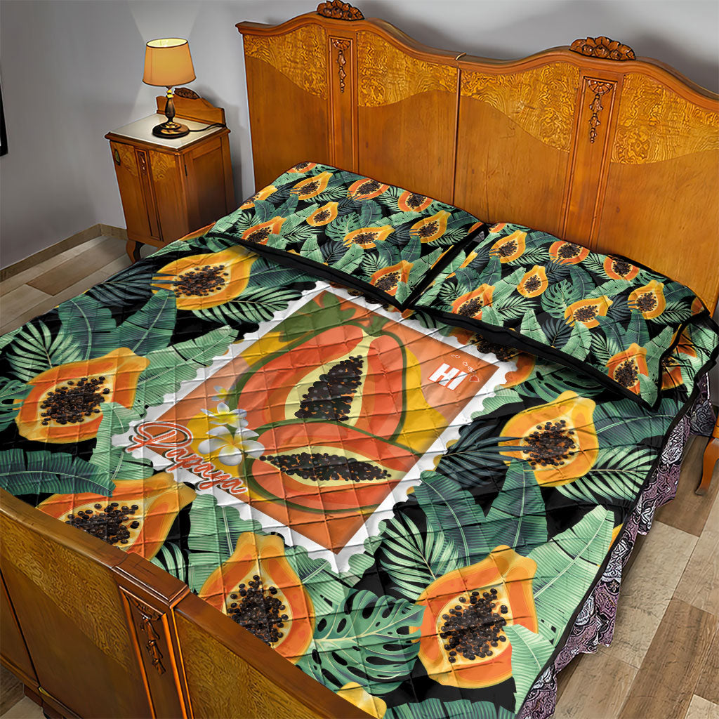 Aloha Hawaii Mikana Quilt Bed Set Hawaiian Papaya Stylized Stamp LT14 - Polynesian Pride