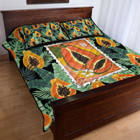 Aloha Hawaii Mikana Quilt Bed Set Hawaiian Papaya Stylized Stamp LT14 - Polynesian Pride
