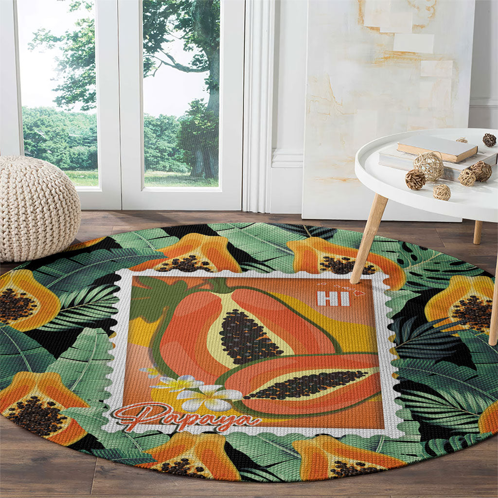 Aloha Hawaii Mikana Round Carpet Hawaiian Papaya Stylized Stamp LT14 - Polynesian Pride