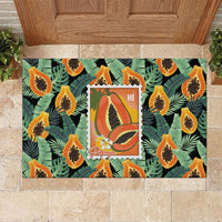 Aloha Hawaii Mikana Rubber Doormat Hawaiian Papaya Stylized Stamp LT14 Green - Polynesian Pride
