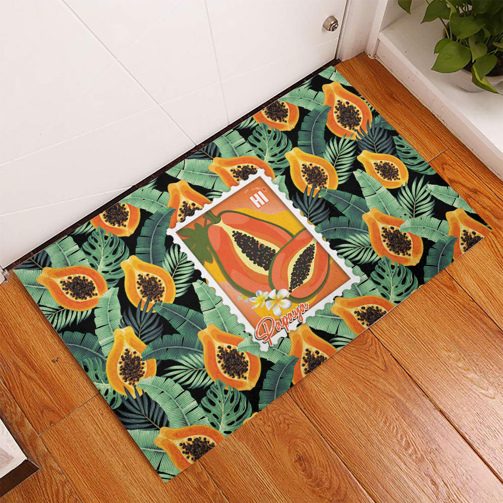 Aloha Hawaii Mikana Rubber Doormat Hawaiian Papaya Stylized Stamp LT14 - Polynesian Pride
