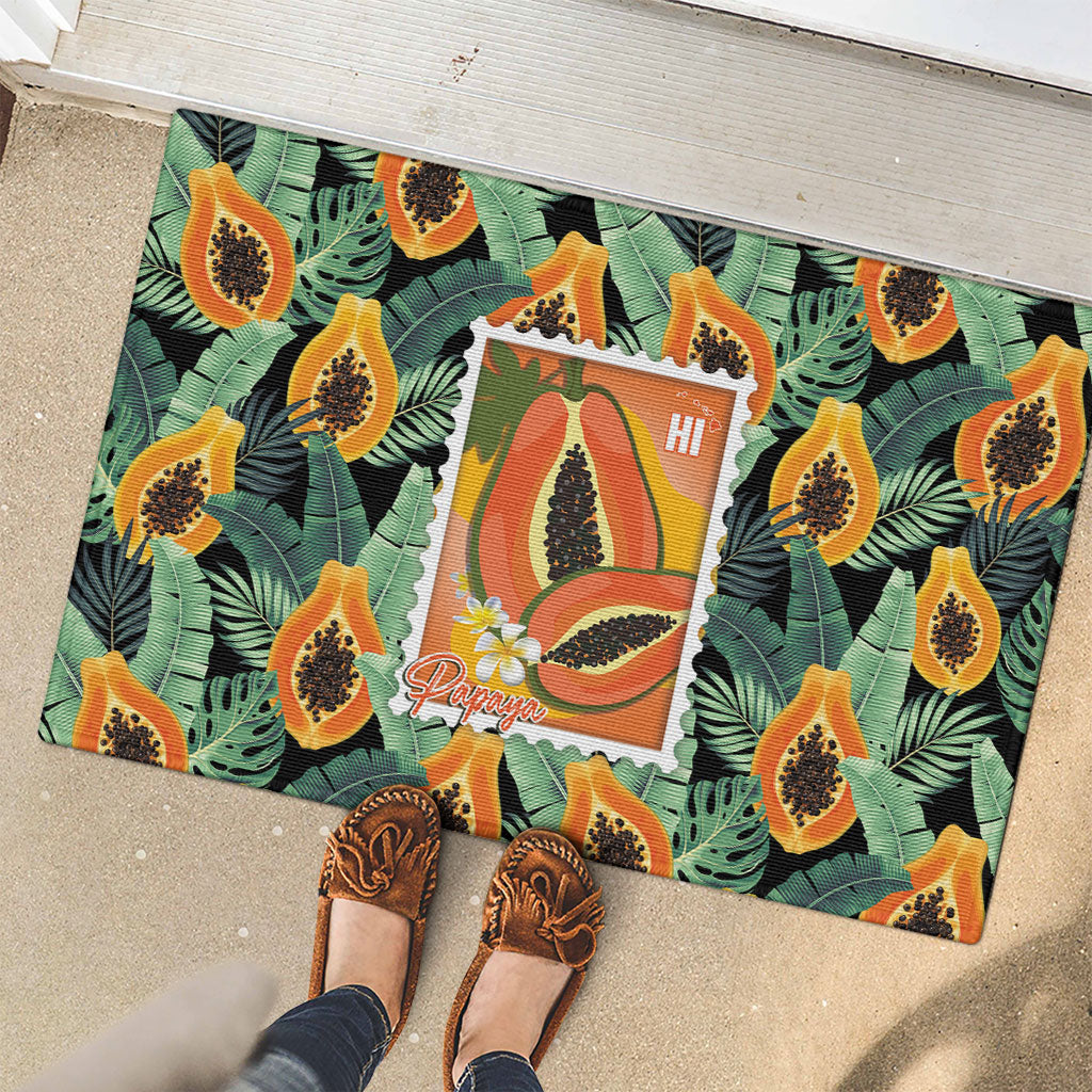 Aloha Hawaii Mikana Rubber Doormat Hawaiian Papaya Stylized Stamp LT14 - Polynesian Pride