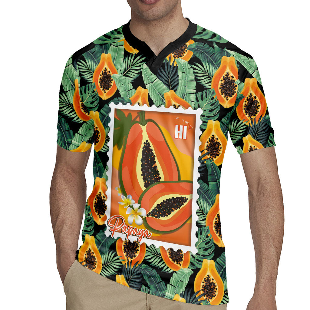 Aloha Hawaii Mikana Rugby Jersey Hawaiian Papaya Stylized Stamp LT14 - Polynesian Pride