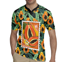 Aloha Hawaii Mikana Rugby Jersey Hawaiian Papaya Stylized Stamp LT14 - Polynesian Pride